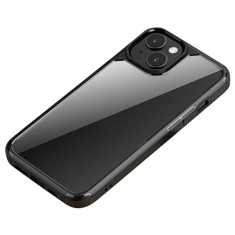 IPAKY Anti-scratch Phone Case für iPhone 14 6.1 Zoll, Unterstützung des kabellosen Ladens, massiver Acrylrücken mit Airbag-Schutz - Schwarz