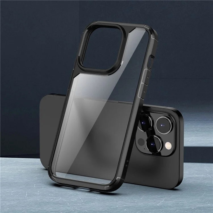 IPAKY Anti-scratch Phone Case for iPhone 14 Pro 6.1 inch, Drop-proof Solid Acrylic + TPU Back Cover with Airbag Protection Support Wireless Charging - Black
