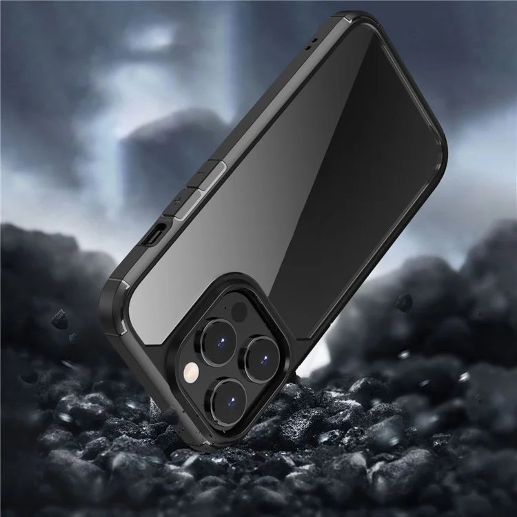IPAKY Anti-scratch Phone Case for iPhone 14 Pro 6.1 inch, Drop-proof Solid Acrylic + TPU Back Cover with Airbag Protection Support Wireless Charging - Black