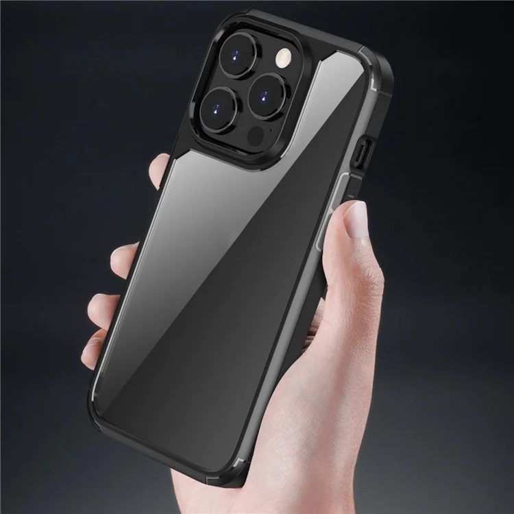 IPAKY Anti-scratch Phone Case for iPhone 14 Pro 6.1 inch, Drop-proof Solid Acrylic + TPU Back Cover with Airbag Protection Support Wireless Charging - Black