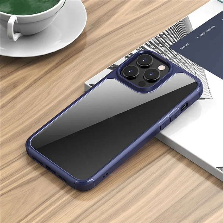 IPAKY Anti-scratch Phone Case for iPhone 14 Pro 6.1 inch, Drop-proof Solid Acrylic + TPU Back Cover with Airbag Protection Support Wireless Charging - Blue