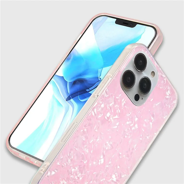 IPAKY Pour Iphone 14 Pro 6.1 Pouces Case de Téléphone Hybride IMD Haut Impact Hard Acrylique Flexible TPU Couverture de Protection - Rose