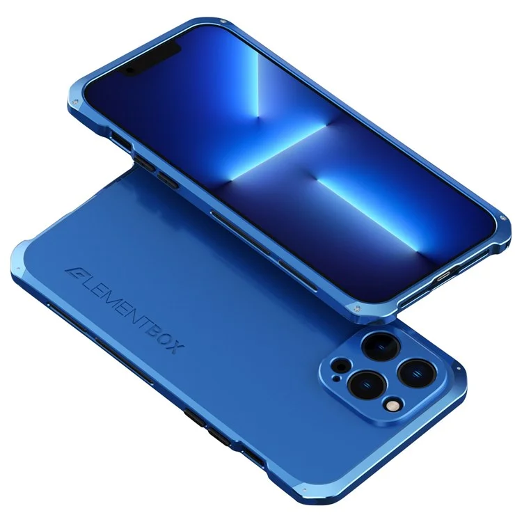 Pour Iphone 13 Pro Max 6,7 Pouces PC + Metal Edge 3 Pièces Conception de Conception Couverture de Téléphone à L'épreuve de la Chute - Bleu / Bleu