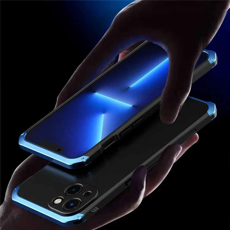 ELEMENT BOX Para iPhone 13 6.1 pulgadas Carcasa Trasera de PC + Borde de Metal Diseño de 3 Piezas Funda Protectora Resistente a los Golpes - Negro / Plata