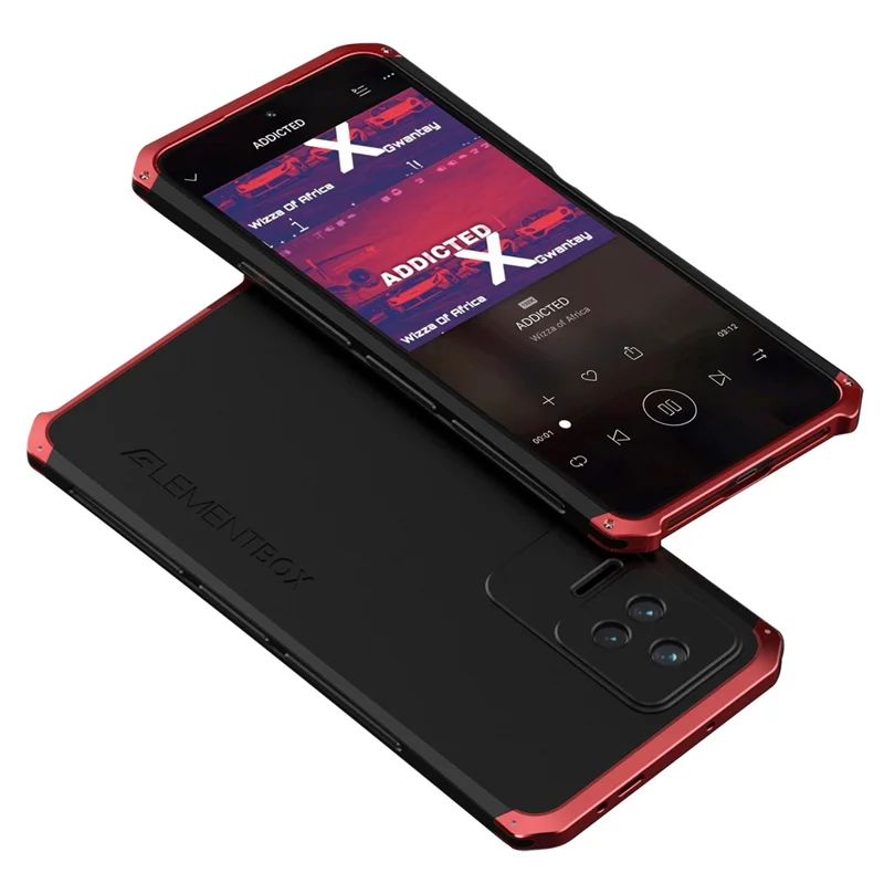 Для Xiaomi Redmi K50 / K50 Pro PC + Metal Edge Case Case 3-eafe Design Phone Profe-защищенная Крышка - Черный / Красный