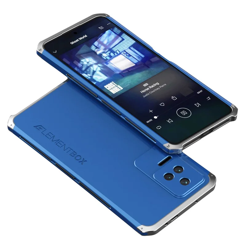 Para Xiaomi Redmi K50 / K50 Pro PC + Metal Edge Protective Case de 3 Peças Design Tampa à Prova de Gota de Telefone - Azul / Prata