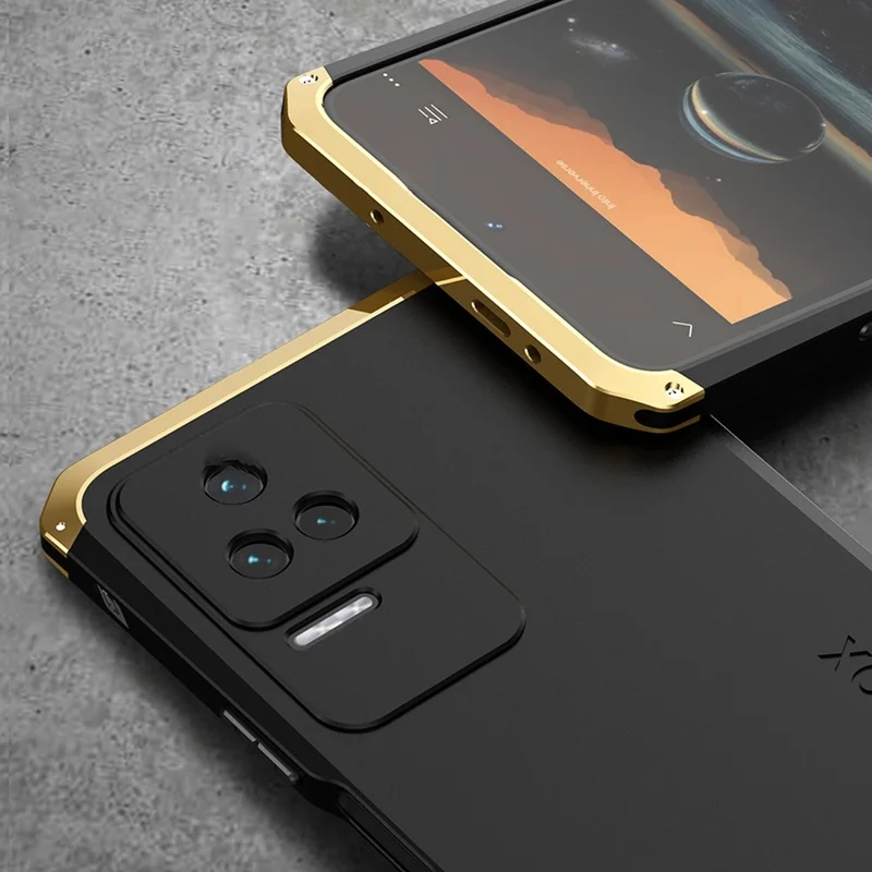 Para Xiaomi Redmi K50 / K50 Pro PC + Metal Edge Protective Case de 3 Peças Design Tampa à Prova de Gota de Telefone - Azul / Prata