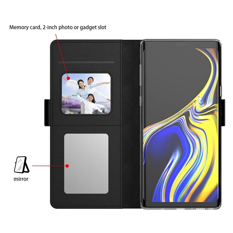 Per Motorola Moto G82 5G / G52 4G Porta Carta Funzione Specchio per il Trucco Custodia in Pelle PU Con Supporto Doppio Gancio Magnetico Flip Shell - Nero