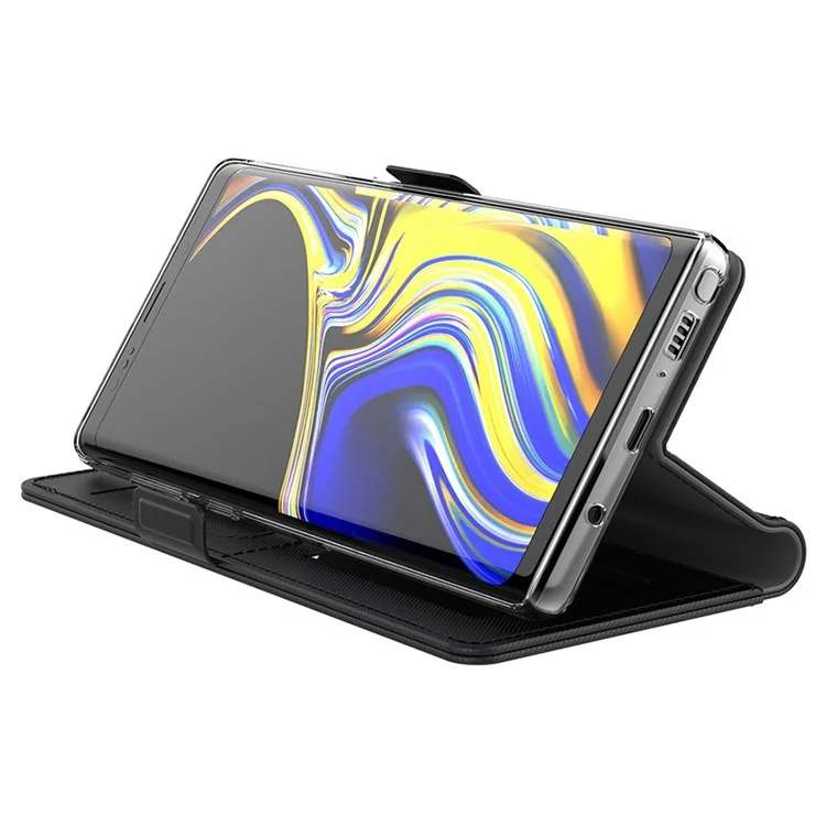 Per Motorola Moto G82 5G / G52 4G Porta Carta Funzione Specchio per il Trucco Custodia in Pelle PU Con Supporto Doppio Gancio Magnetico Flip Shell - Nero