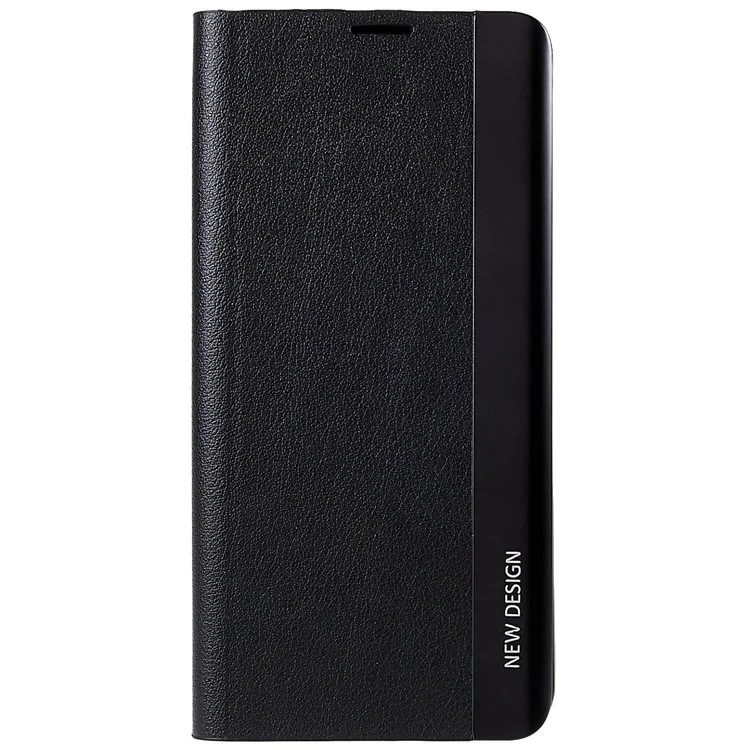 Для Samsung Galaxy S21 FE 5G PU Leather Stand Case Auto Absorption Anti-drop Electroplating Phone Cover - Black