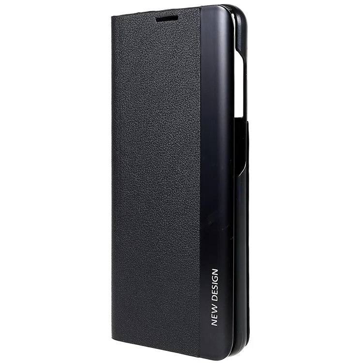 Для Samsung Galaxy S21 FE 5G PU Leather Stand Case Auto Absorption Anti-drop Electroplating Phone Cover - Black