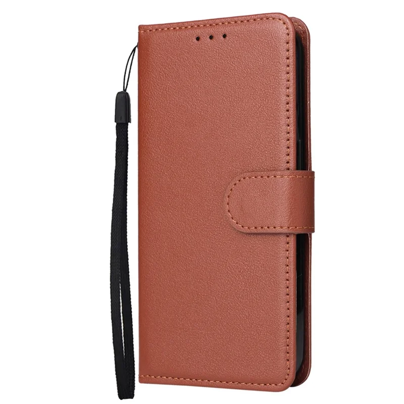 Para la Cubierta de Soporte Resistente a Otoño de Iphone 14 6.1 Pulgadas, Folio Flip PU Leather Wallet Celebe Cell Telephip With Lanyard - Marrón
