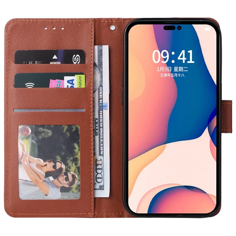 Per Iphone 14 Max da 6,7 ​​pollici di Copertura Anti-drop, Folio Flip pu Pulfrulico in Pelle Cellulare Custodia Con Cordino - Marrone