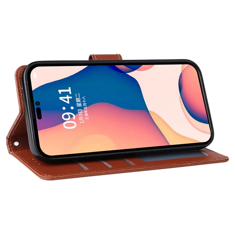 Per Iphone 14 Max da 6,7 ​​pollici di Copertura Anti-drop, Folio Flip pu Pulfrulico in Pelle Cellulare Custodia Con Cordino - Marrone