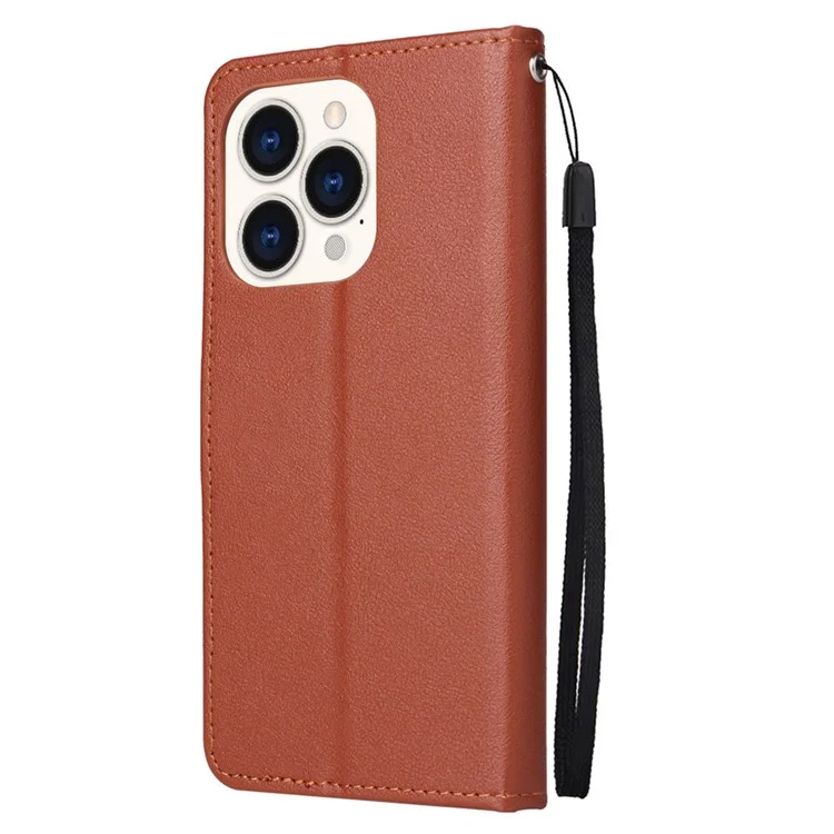 Per Iphone 14 Max da 6,7 ​​pollici di Copertura Anti-drop, Folio Flip pu Pulfrulico in Pelle Cellulare Custodia Con Cordino - Marrone