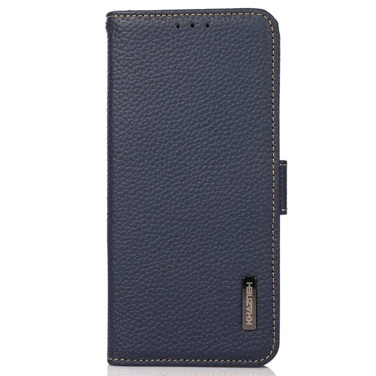 Case de Téléphone Khazneh Pour Samsung Galaxy M13 4G, Litchi Texture Wear-resistant Anti-fall Gentine Gentine Cuir RFID Blocking Cover Avec Support de Portefeuille - Bleu