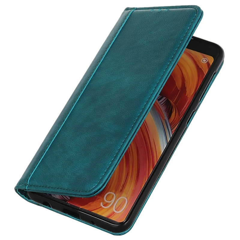 For Samsung Galaxy M13 4G Litchi Texture Split Leather Phone Case Folio Flip Stand Wallet Protective Cover - Green