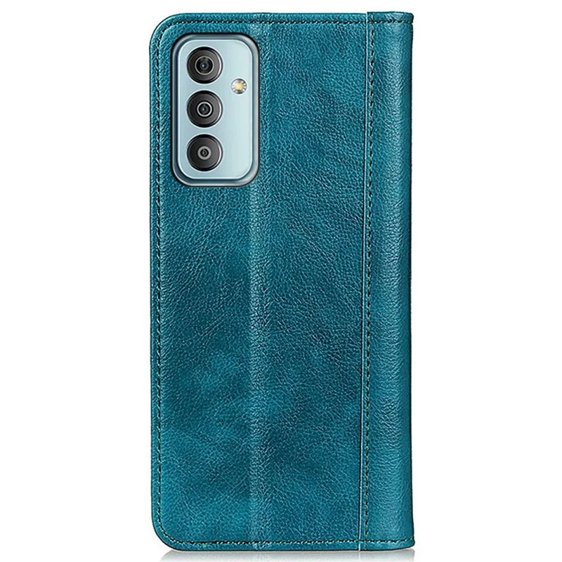 For Samsung Galaxy M13 4G Litchi Texture Split Leather Phone Case Folio Flip Stand Wallet Protective Cover - Green