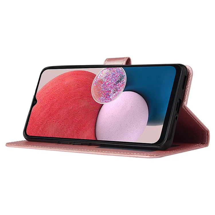 Для Samsung Galaxy A13 4G / 5G / A04s 4G (164,7 x 76,7 x 9,1 мм) Царапинозащищенный чехол-подставка, флип-чехол из искусственной кожи с отделениями для карт и денег - Розовое золото