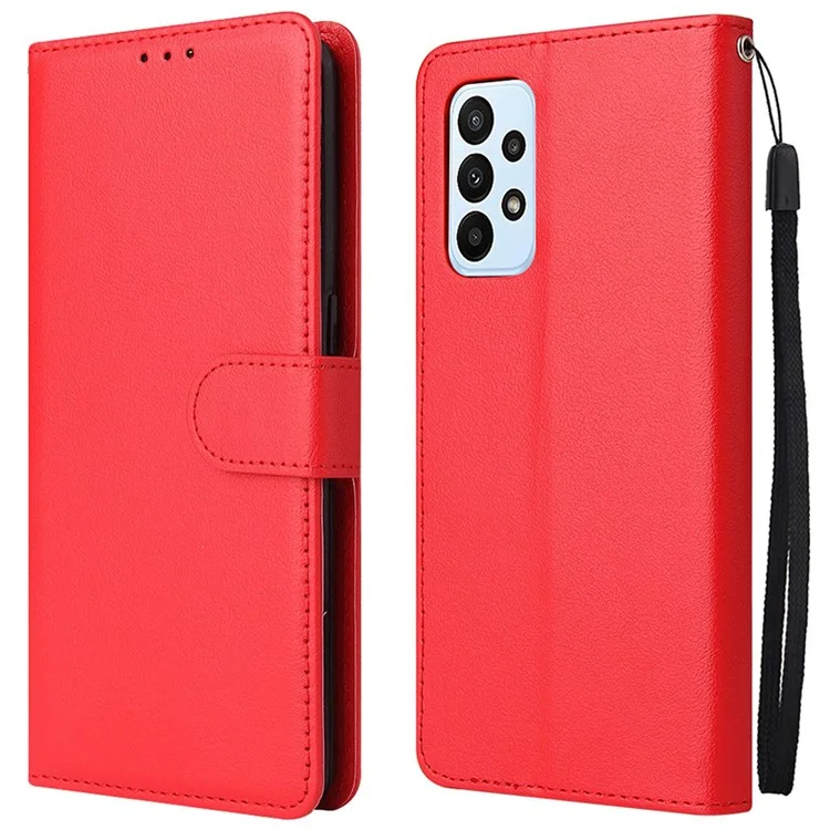 Per Samsung Galaxy A23 5G (Versione Globale) / Custodia Protettiva 4G Well, Custodia a Portafoglio Folio Flip in Pelle PU con Cordino - Rosso