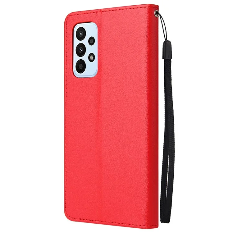 Per Samsung Galaxy A23 5G (Versione Globale) / Custodia Protettiva 4G Well, Custodia a Portafoglio Folio Flip in Pelle PU con Cordino - Rosso