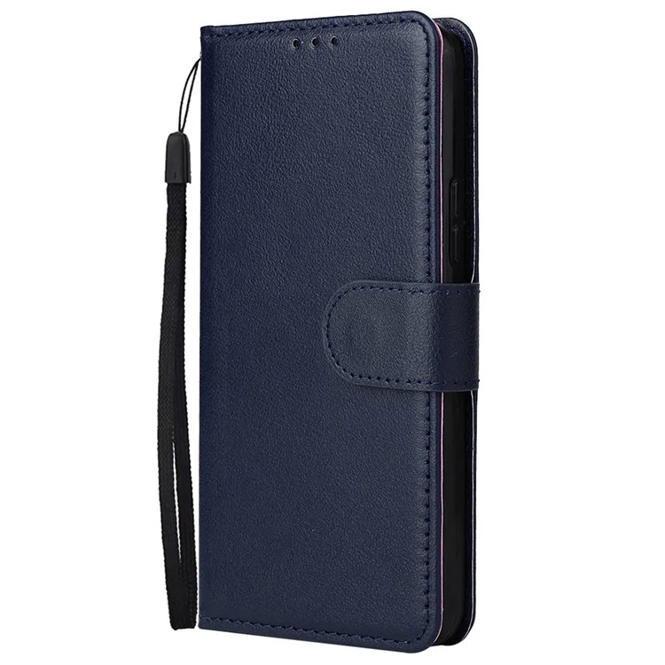 Para Samsung Galaxy S22+ 5G Stand Cover, Bump Proof Folio Flip PU Leather Wallet Cell Phone Case con Cordón - Azul