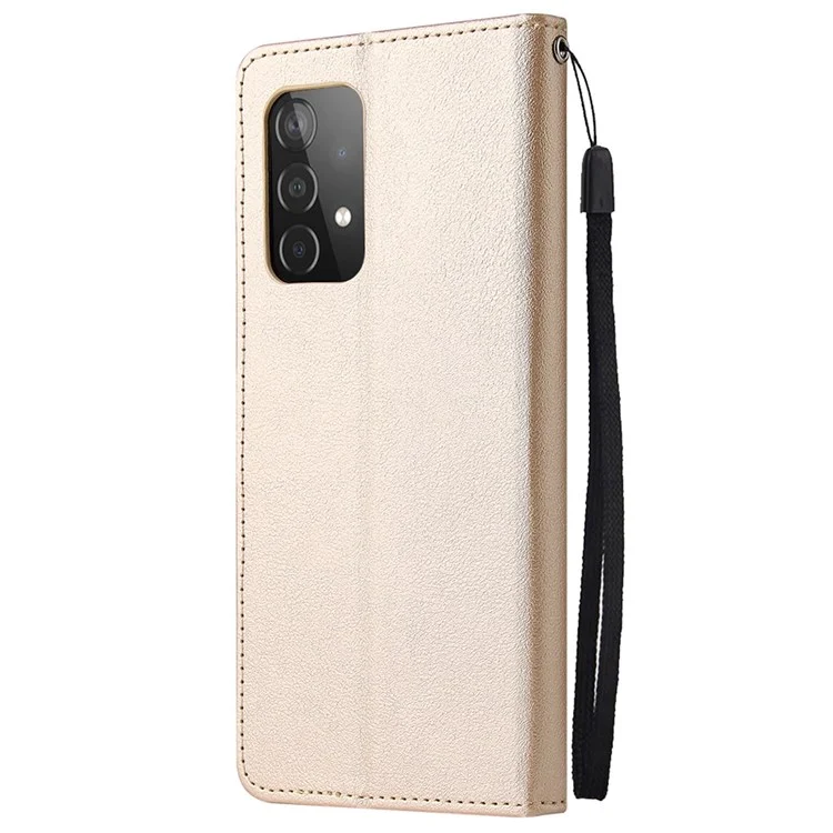 For Samsung Galaxy A52 4G / 5G / A52s 5G Stand Wallet PU Leather Phone Cover Soft Inner TPU Case - Gold