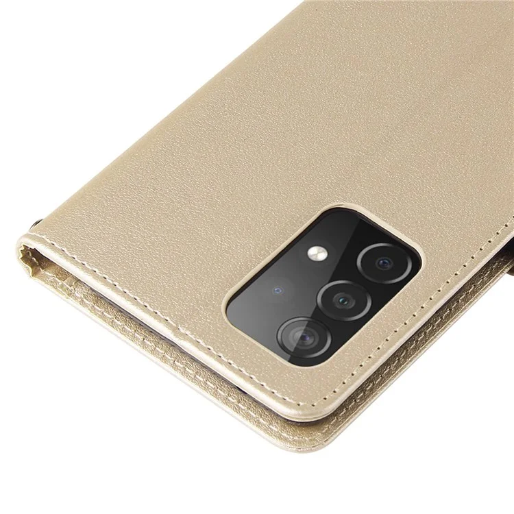 For Samsung Galaxy A52 4G / 5G / A52s 5G Stand Wallet PU Leather Phone Cover Soft Inner TPU Case - Gold