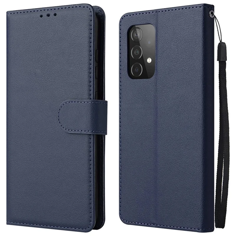 For Samsung Galaxy A52 4G / 5G / A52s 5G Stand Wallet PU Leather Phone Cover Soft Inner TPU Case - Blue