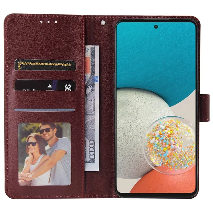 For Samsung Galaxy A53 5G Shockproof PU Leather Foldable Stand Case Folio Flip Phone Wallet Cover - Wine Red