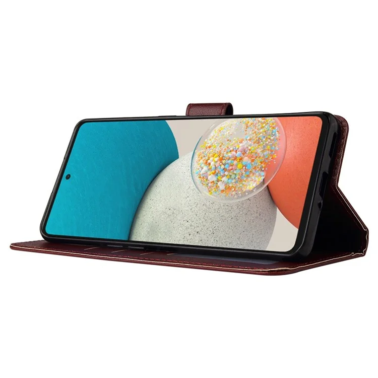 For Samsung Galaxy A53 5G Shockproof PU Leather Foldable Stand Case Folio Flip Phone Wallet Cover - Wine Red