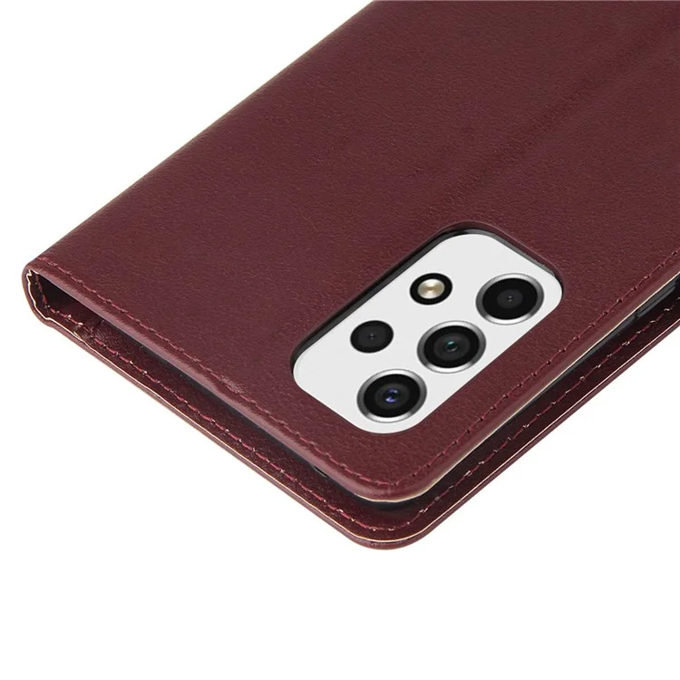 For Samsung Galaxy A53 5G Shockproof PU Leather Foldable Stand Case Folio Flip Phone Wallet Cover - Wine Red
