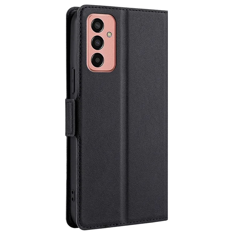 Para Samsung Galaxy M13 4G PU Leather Card Slot Phone Case Double Magnetic Clasp Foldable Stand Cover - Preto