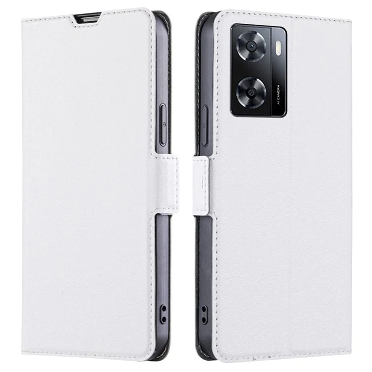 Für Oppo A57 4G PU Leder Stand Hülle Seitenmagnetverschluss Schutzphase Mit Kartenhalter - Weiß
