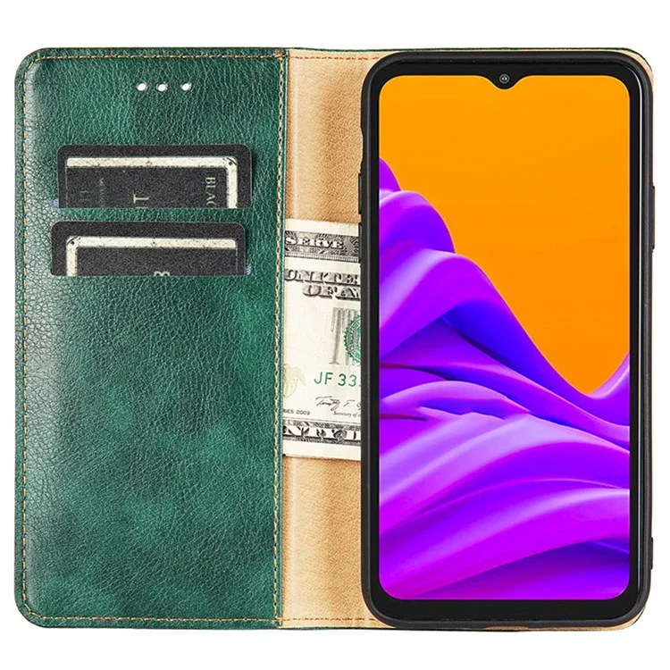 Custodia in pelle magnetica per auto per Oppo A57 4G / A57s 4G, portafoglio pieghevole con supporto, guscio protettivo tutto intorno - Verde