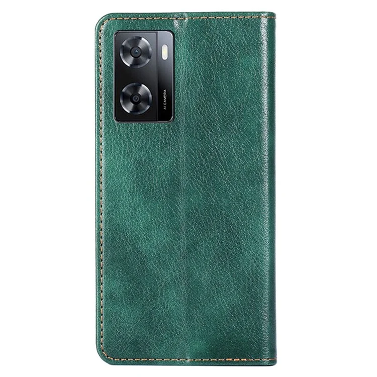 Custodia in pelle magnetica per auto per Oppo A57 4G / A57s 4G, portafoglio pieghevole con supporto, guscio protettivo tutto intorno - Verde