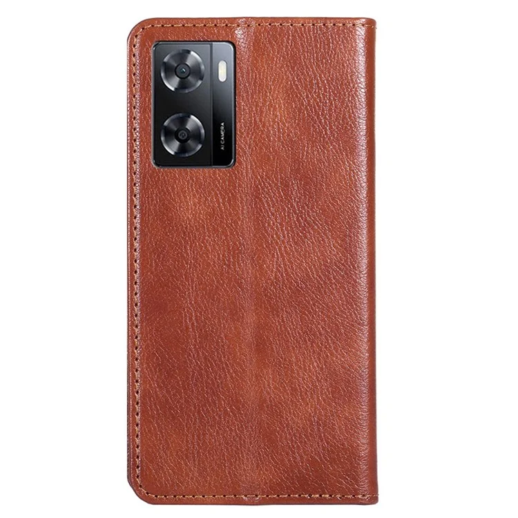 Caixa de Telefone de Couro de Fechamento Automático Magnético Para Oppo A57 4G, Carteira de Suporte Dobrável, Casca Protetora Geral - Castanho