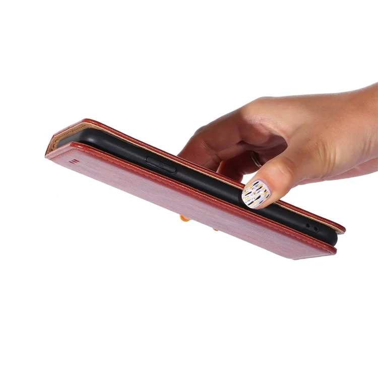 Caixa de Telefone de Couro de Fechamento Automático Magnético Para Oppo A57 4G, Carteira de Suporte Dobrável, Casca Protetora Geral - Castanho