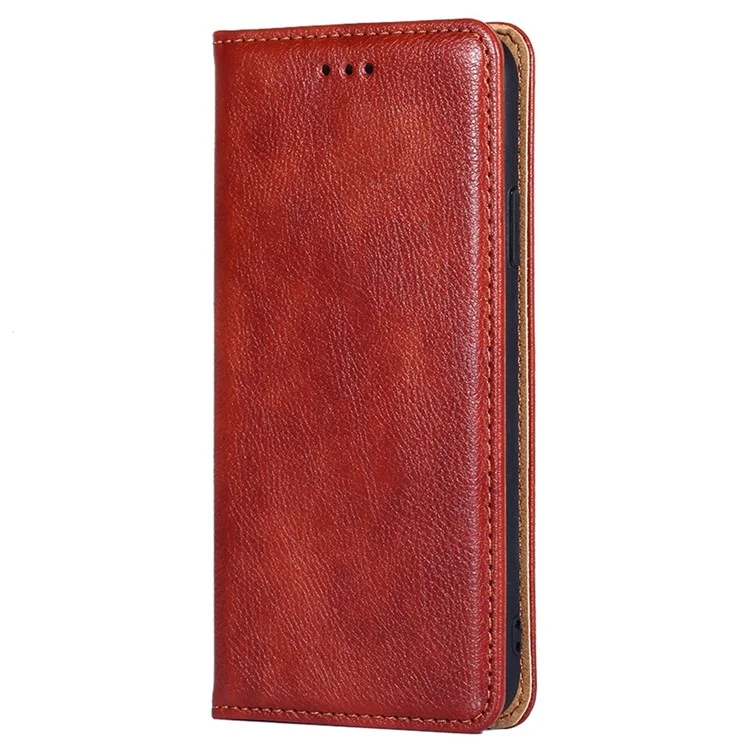 Caixa de Telefone de Couro de Fechamento Automático Magnético Para Oppo A57 4G, Carteira de Suporte Dobrável, Casca Protetora Geral - Castanho