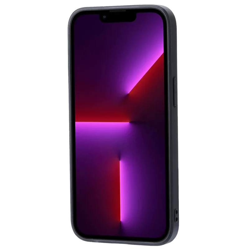 cu Leather Catued Case TPU Для Iphone 14 6,1 Дюйма, Дизайн Функциональной Карты Кик-стенд. - Черный