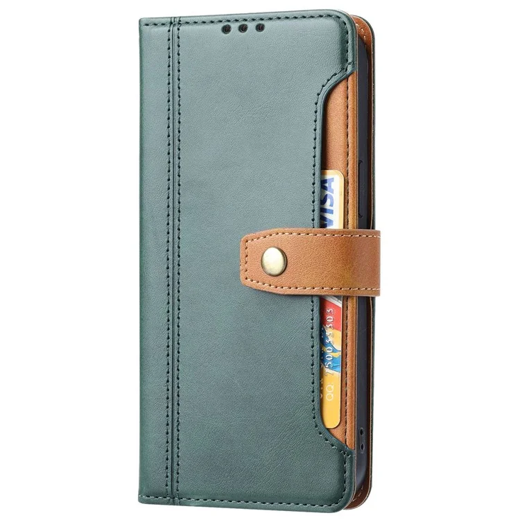 Per Iphone 14 Pro 6,1 Pollici Shock Anti-fallo Antide-fallo in Pelle Wallet Stand Design Magnetic Telefon Shell - Verde