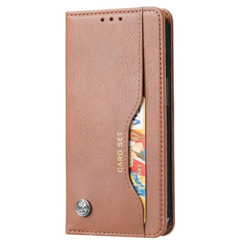 For iPhone 14 Pro Max 6.7 inch Magnetic Auto-absorbed Leather Phone Cover Stand Wallet All-around Protection Shell - Brown
