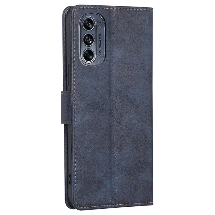 Für Motorola Moto G62 5G Schockdetreffer Brieftasche Hülle Rfid-blockierungsfunktion Wasserabweisende Pu-leder-anti-kratzer-telefonabdeckung - Blau