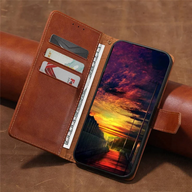 Pour Samsung Galaxy M13 4G Anti-bas PU Cuir en Cuir à Eau Portefeuille Flip Bylef - Brun