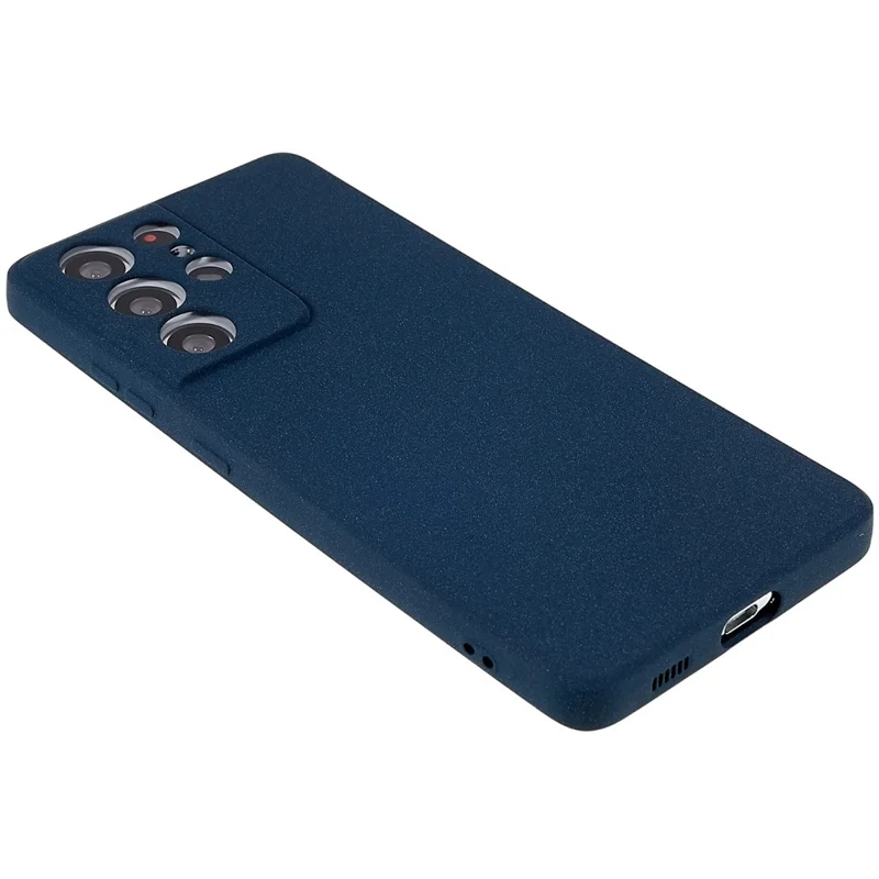 For Samsung Galaxy S21 Ultra 5G Anti-fall Double-Sided Matte TPU Case Scratch-resistant Mobile Phone Back Cover - Dark Blue