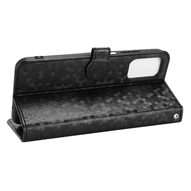 For Xiaomi Redmi Note 10T 5G / Redmi Note 10 5G / Poco M3 Pro 4G / 5G Anti-fingerprint Imprinted Dot Pattern PU Leather Phone Case Wallet Stand Flip Lightweight Cell Phone Cover with Strap - Black
