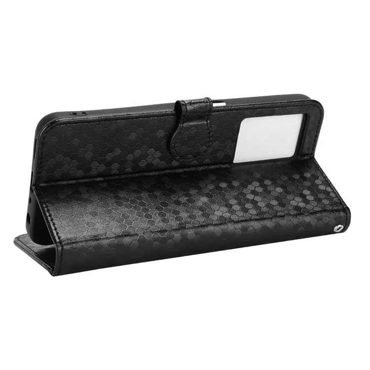 Für Realme Narzo 50 5g / V23 5g / Oppo A57 (2022) 5G / A77 5G Handy Shell -tasche Geprägtes Punktmuster PU Leder Brieftasche Folio Telefon Hülle - Schwarz