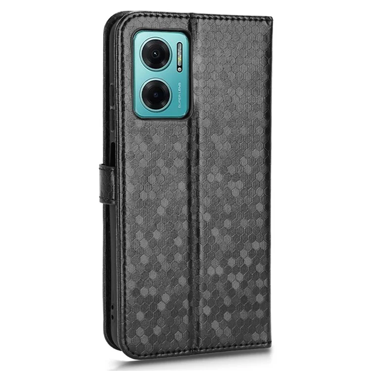 For Xiaomi Redmi Note 11E 5G / Redmi 10 5G / Redmi 10 Prime+ 5G Imprinted Dot Pattern PU Leather Phone Case Wallet Stand Flip Cover - Black