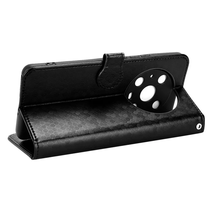 For Honor Magic4 Pro 5G Anti-Staub PU-Leder-Handyhülle mit geprägtem Punktmuster, Wallet-Ständer, Flip-Mobiltelefon-Cover - Schwarz