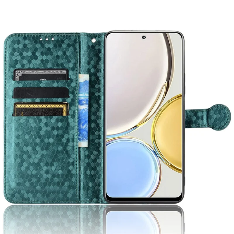 For Honor 9X / X30 5G / Magic4 Lite 5G Imprinted Dot Pattern PU Leather Phone Case Wallet Stand Flip Phone Cover - Green